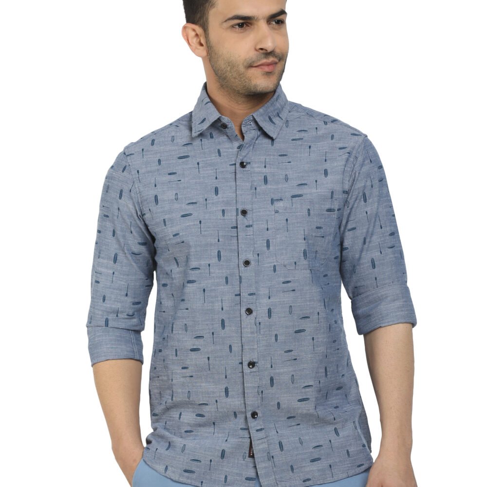 NAVY CHAMBRAY PRINT