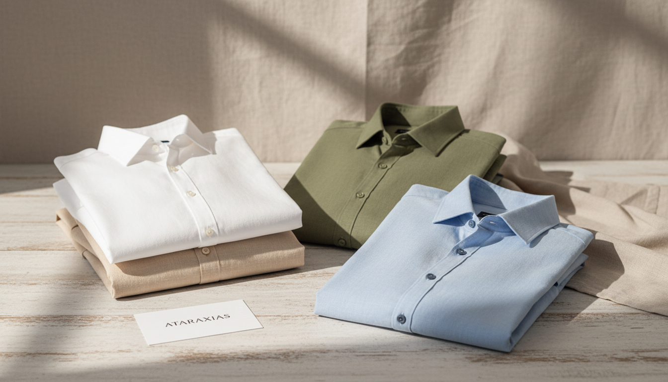 Folded Ataraxias men’s shirts in cotton and linen
