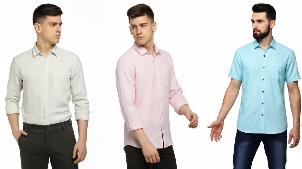 Man and woman wearing linen outfits outdoors during summer, staying cool and stylish