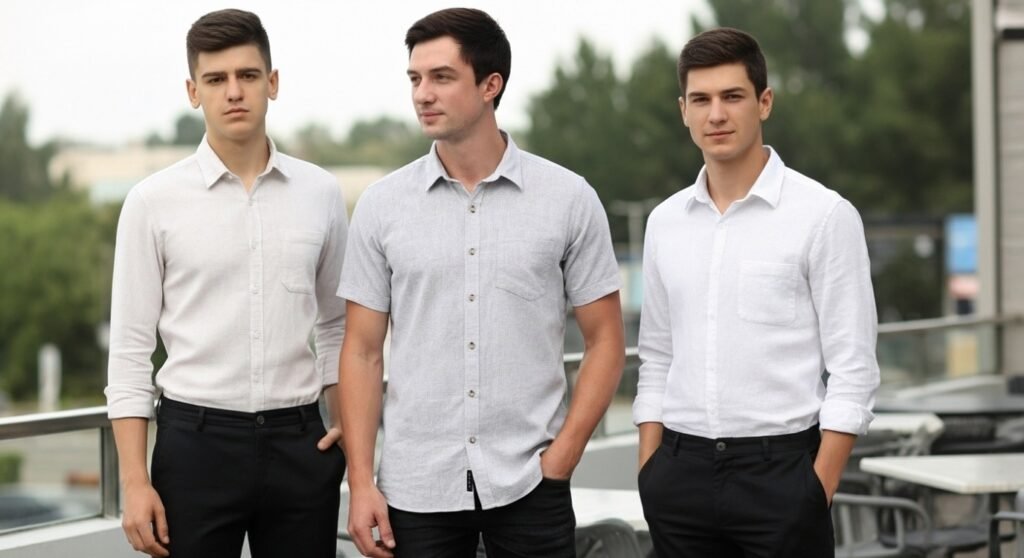 Premium Ataraxia linen shirt with natural texture and elegant fit