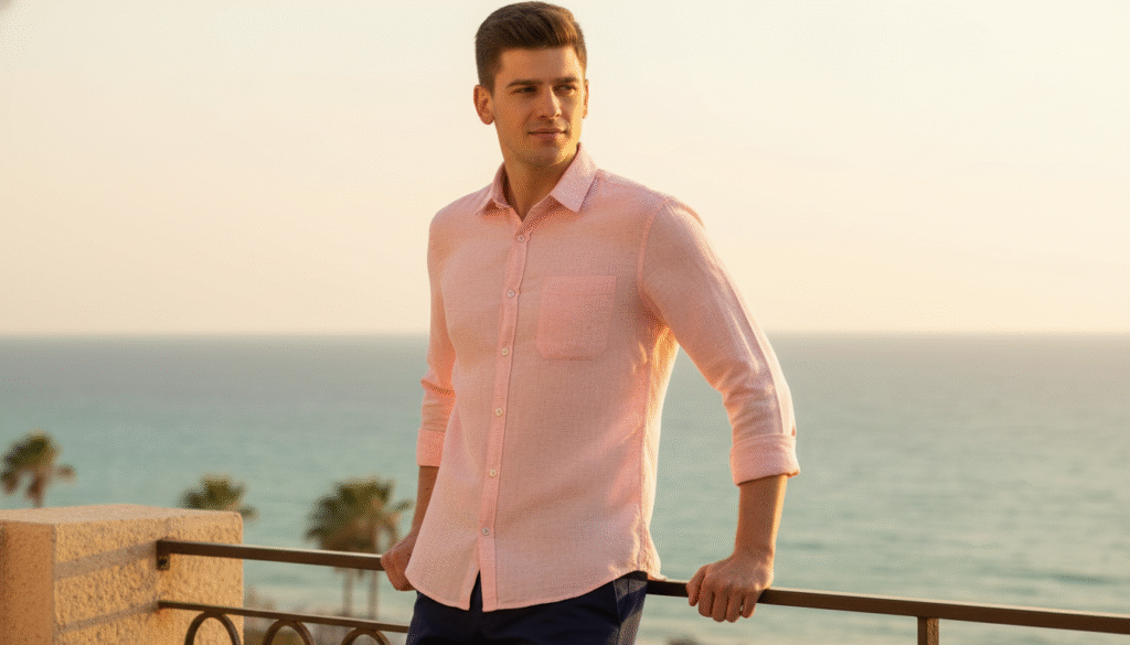 Comfortable summer outfit with linen shirt designed for cooling and airflow