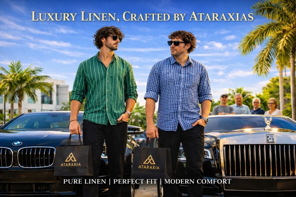 Stylish men’s linen shirts from Ataraxia Tamil Nadu fashion brand