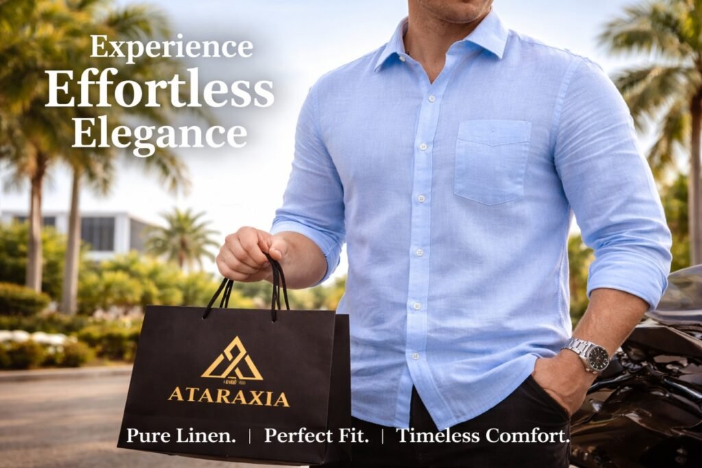 Stylish men’s linen shirts from Ataraxia Tamil Nadu fashion brand