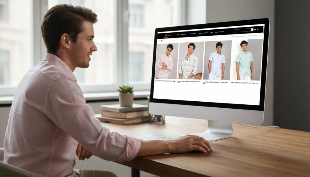 Premium striped shirts selection showcasing fabric quality, fit, and modern design