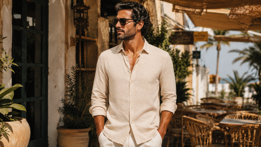 Relaxed-fit men’s linen shirt with breathable comfort and modern summer styling