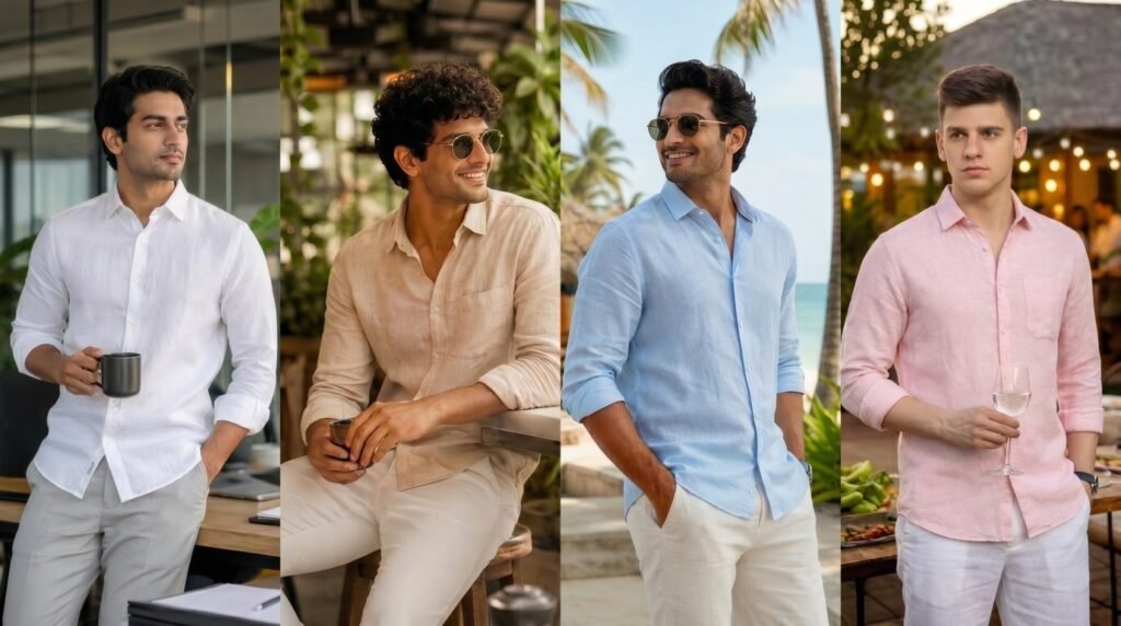 Man wearing a breathable linen shirt in India showcasing stylish and comfortable summer fashion
