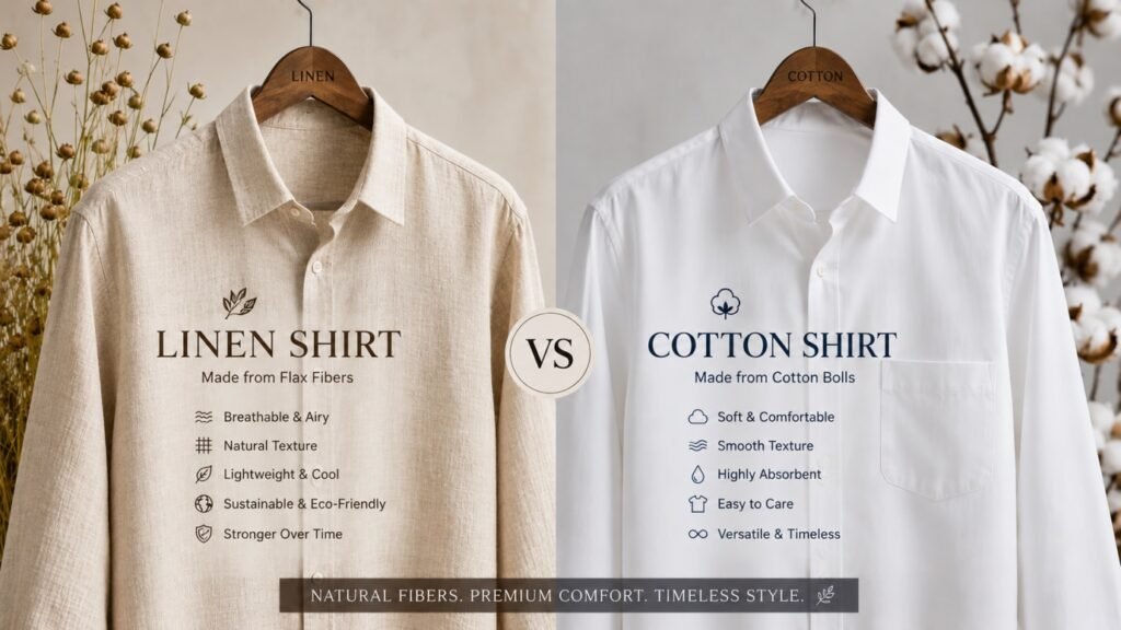 Linen and cotton fabrics compared for source, texture, breathability, and durability