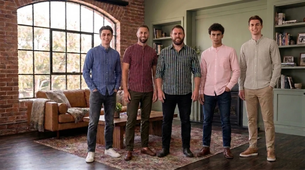 Striped shirt for men suited to different body types